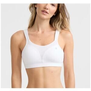 Champion Women's White C Logo Spot Comfort High-Impact Sports Bra Size 38D